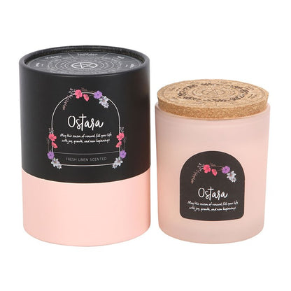 Ostara Fresh Linen Wheel of the Year Candle - Crystal Nest