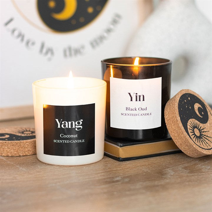 Yin Yang  Black Oud & Coconut Candle Set - Crystal Nest
