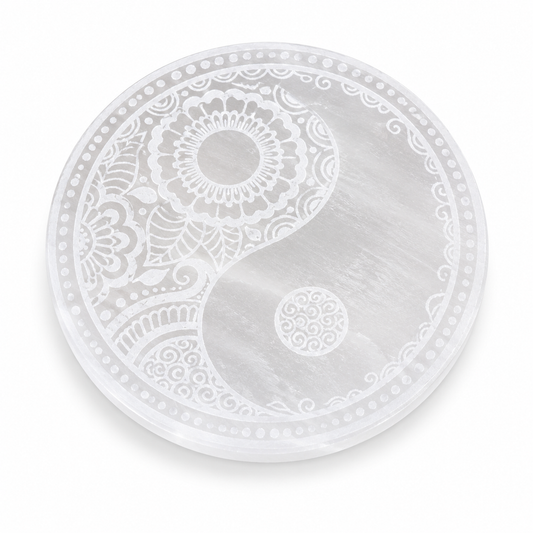 Yin Yang Selenite Charging Plate | Large - 18cm