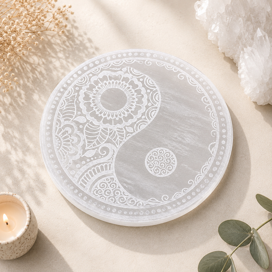 Yin Yang Selenite Charging Plate | Large - 18cm