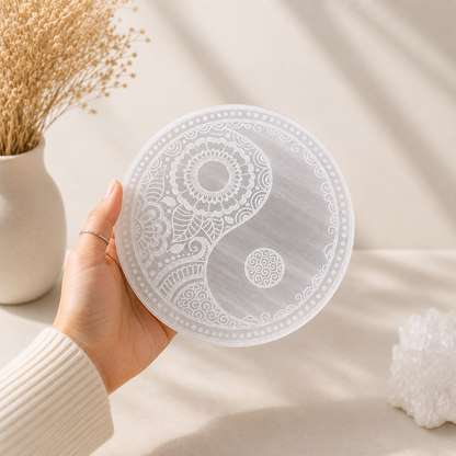 Yin Yang Selenite Charging Plate | Large - 18cm