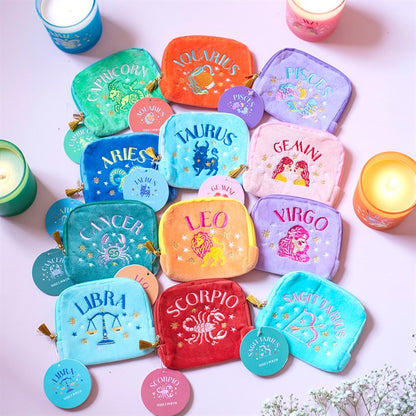 Zodiac Crystal Pouch | Velvet Star Sign Crystal Bag - Crystal Nest
