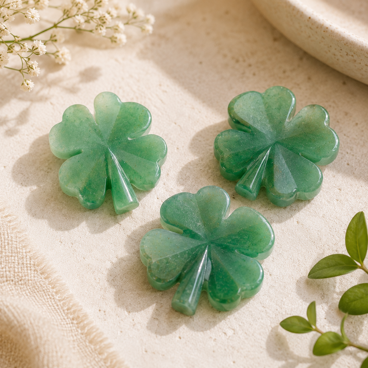 Green Aventurine Four Leaf Clover | Luck & Abundance Crystal