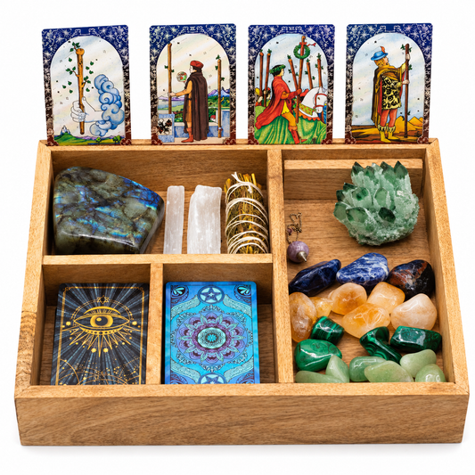 4-Section Tarot Storage & Reading Box | Ritual Organiser with Card Display