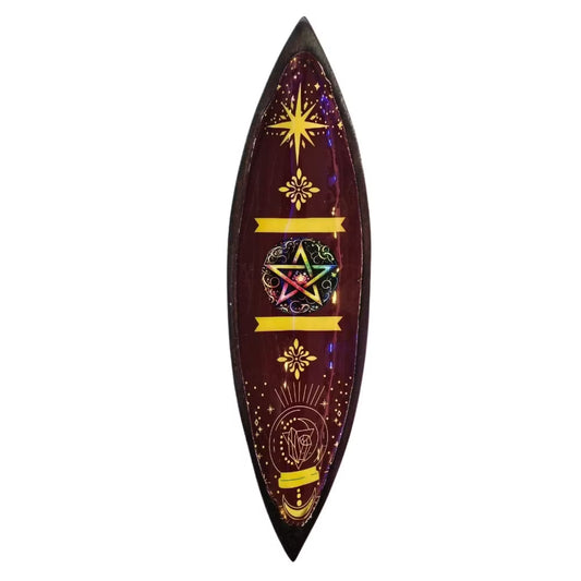 Pentagram Mango Wood Incense Holder | Enamel Ritual Bowl