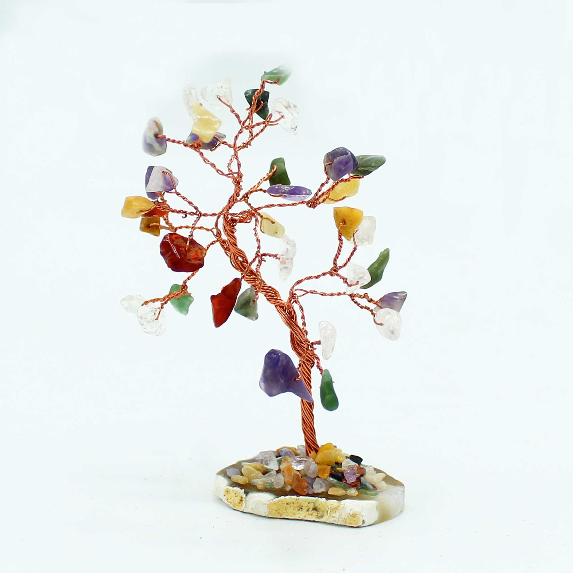 Small Multi-Coloured Gemstone Tree on Natural Agate Base - Crystal Nest