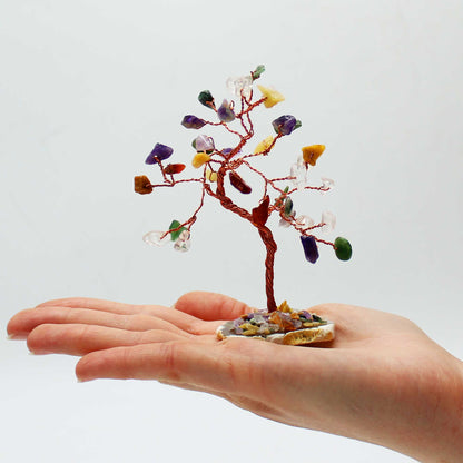 Small Multi-Coloured Gemstone Tree on Natural Agate Base - Crystal Nest