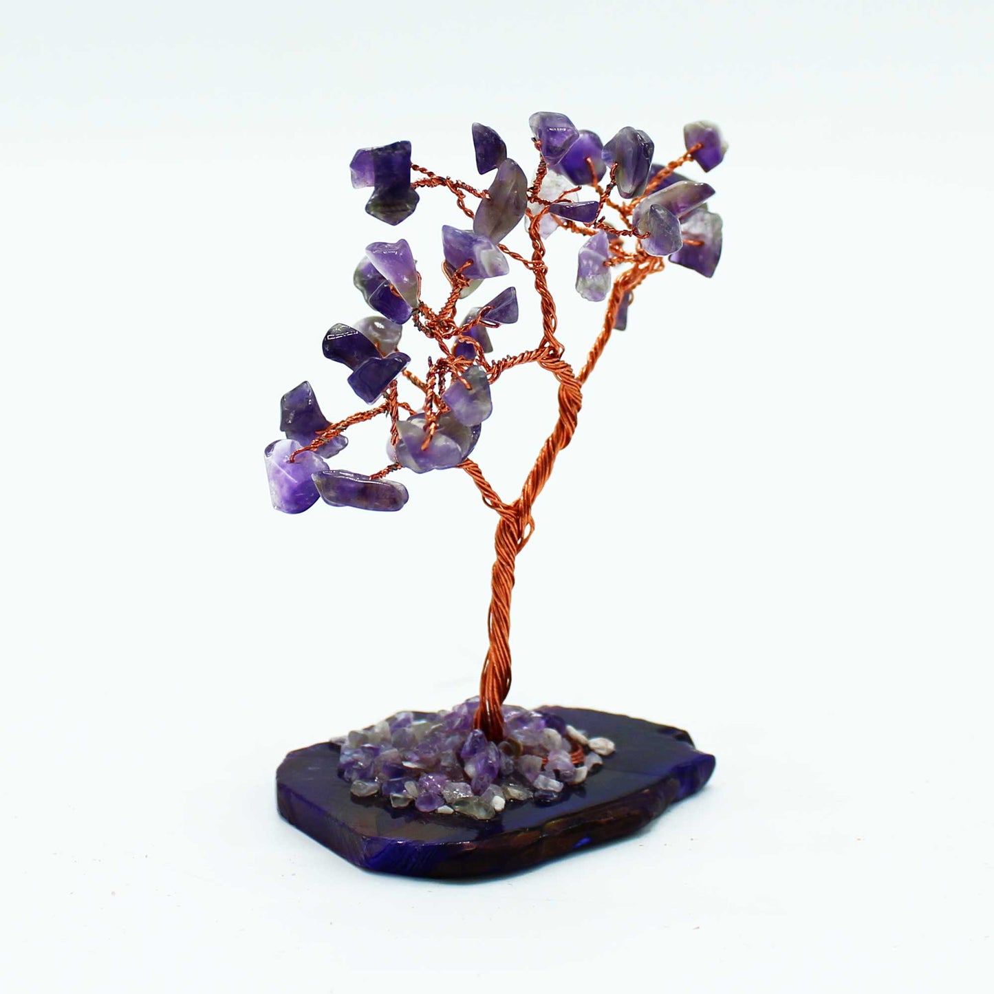 Small Amethyst Gemstone Tree on Natural Agate Base - Crystal Nest