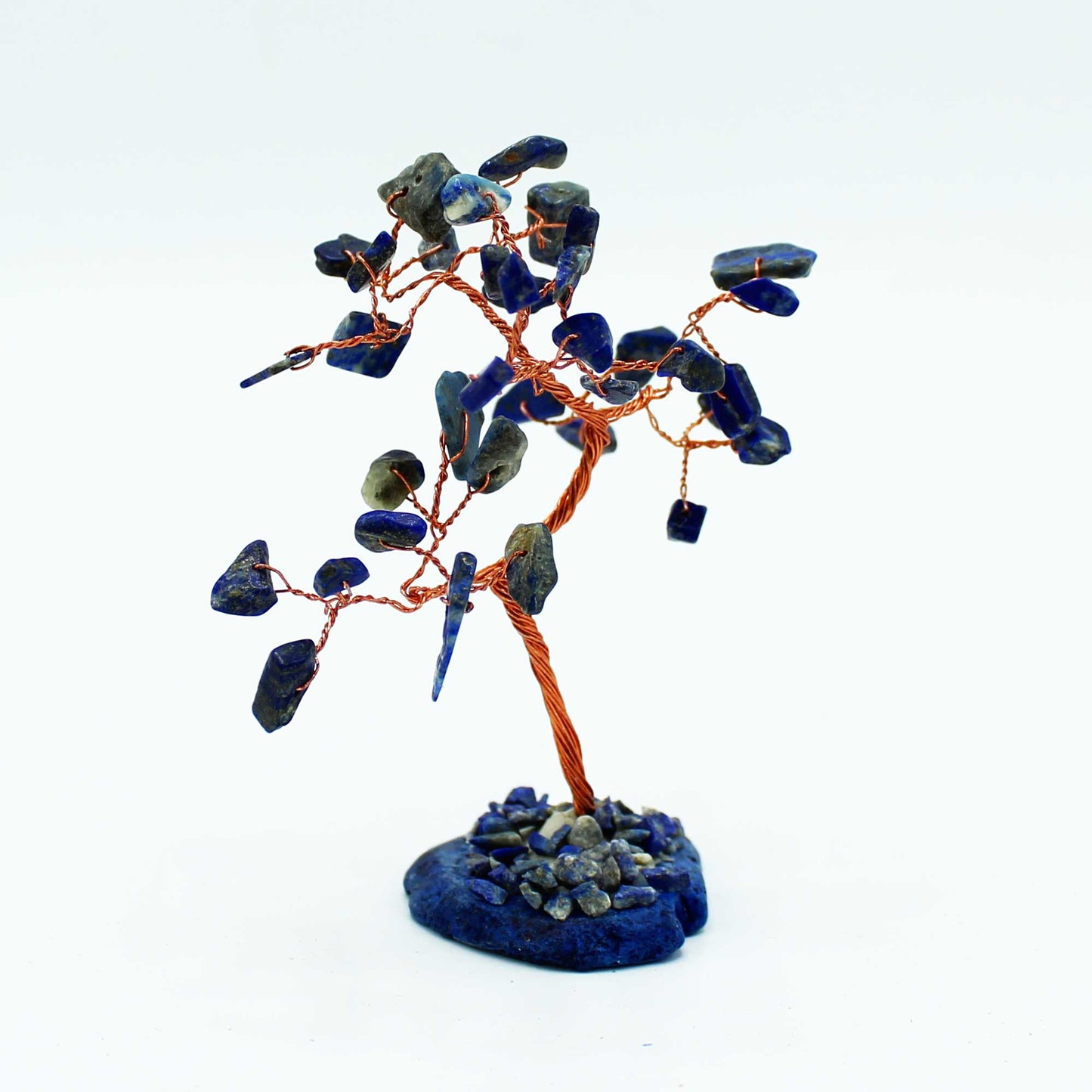 Small Sodalite Gemstone Tree on Blue Agate Base - Crystal Nest