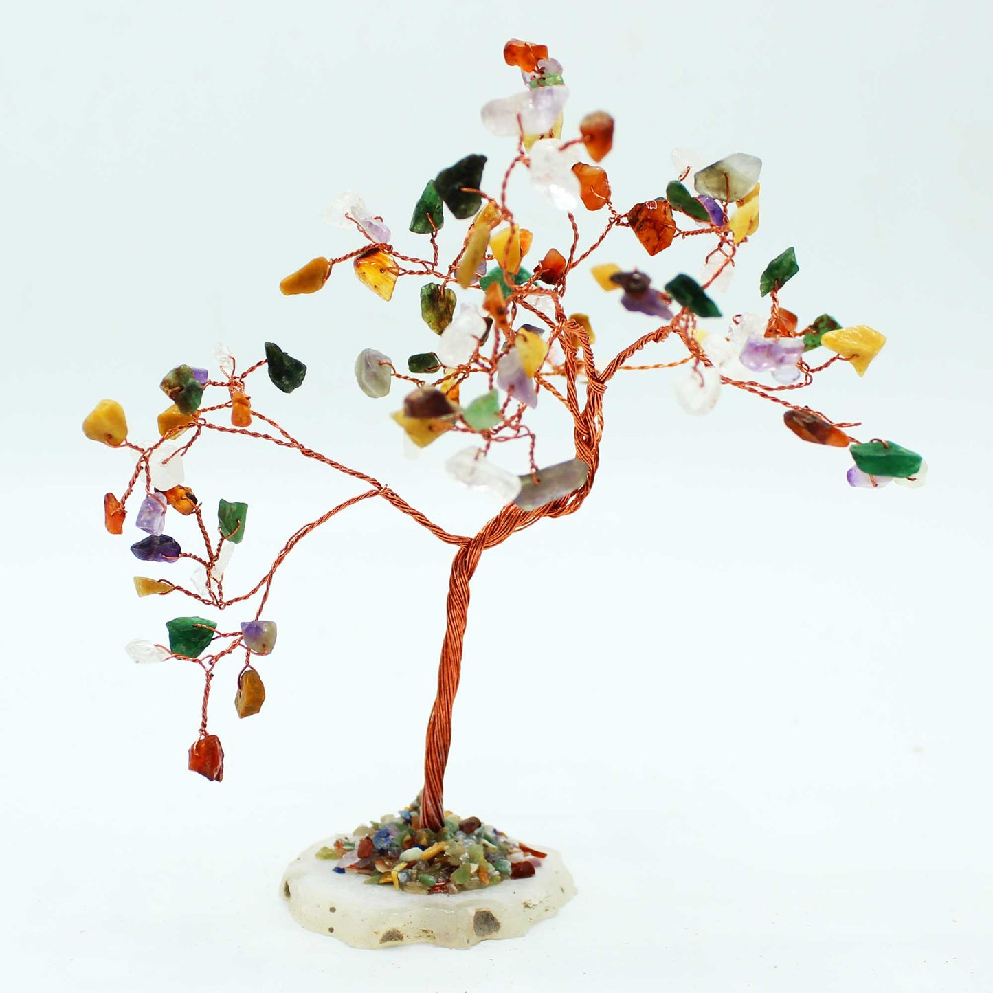 Multi-Coloured Gemstone Tree on Natural Agate Base - Crystal Nest