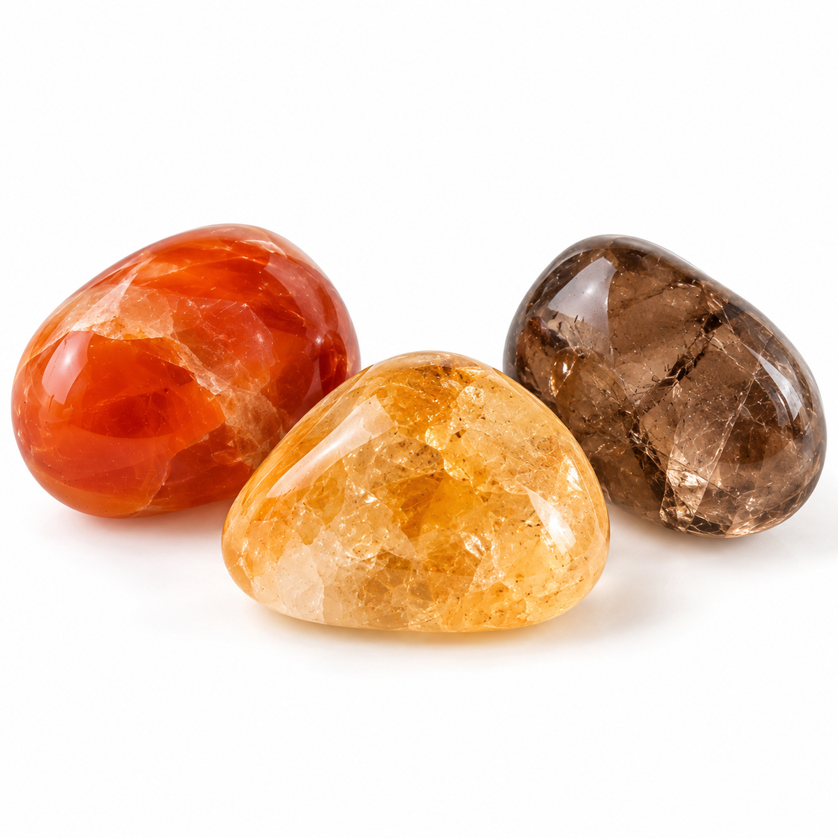 Autumn Crystal Trio | Citrine, Carnelian & Smoky Quartz Set