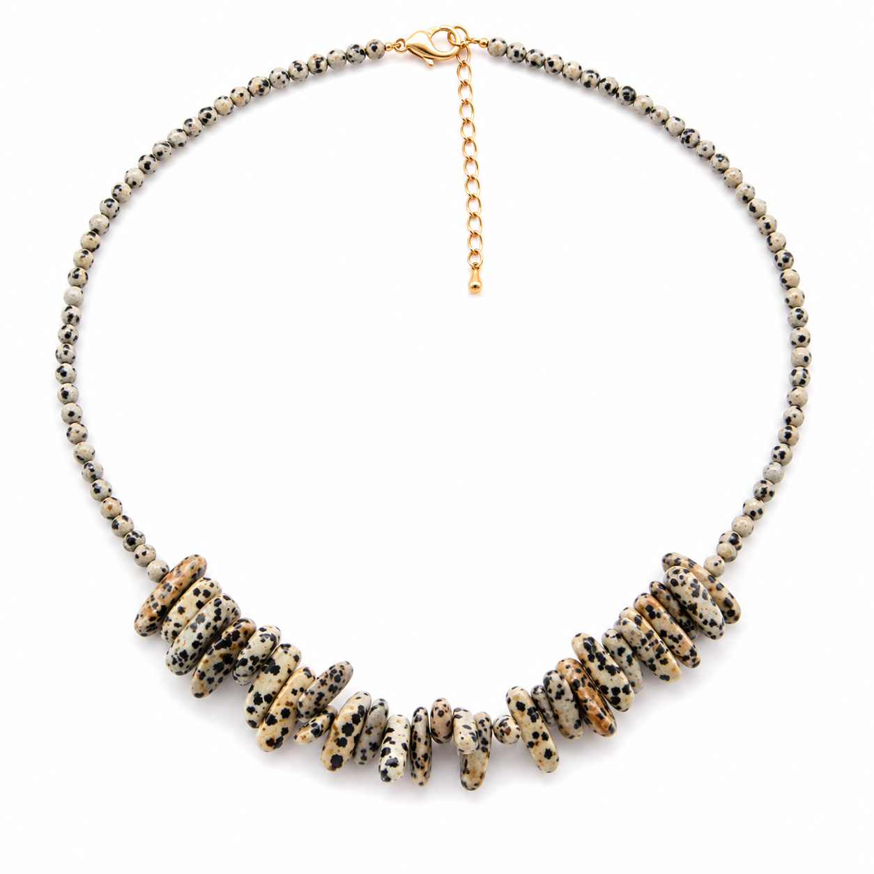 Dalmatian Jasper Longstone Crystal Necklace