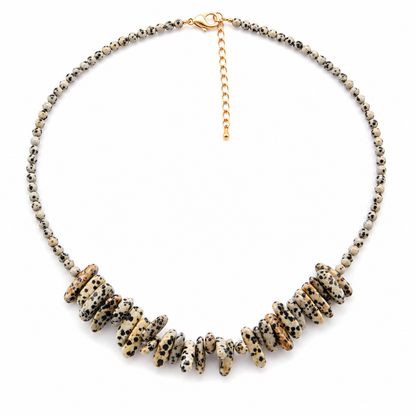 Dalmatian Jasper Longstone Crystal Necklace