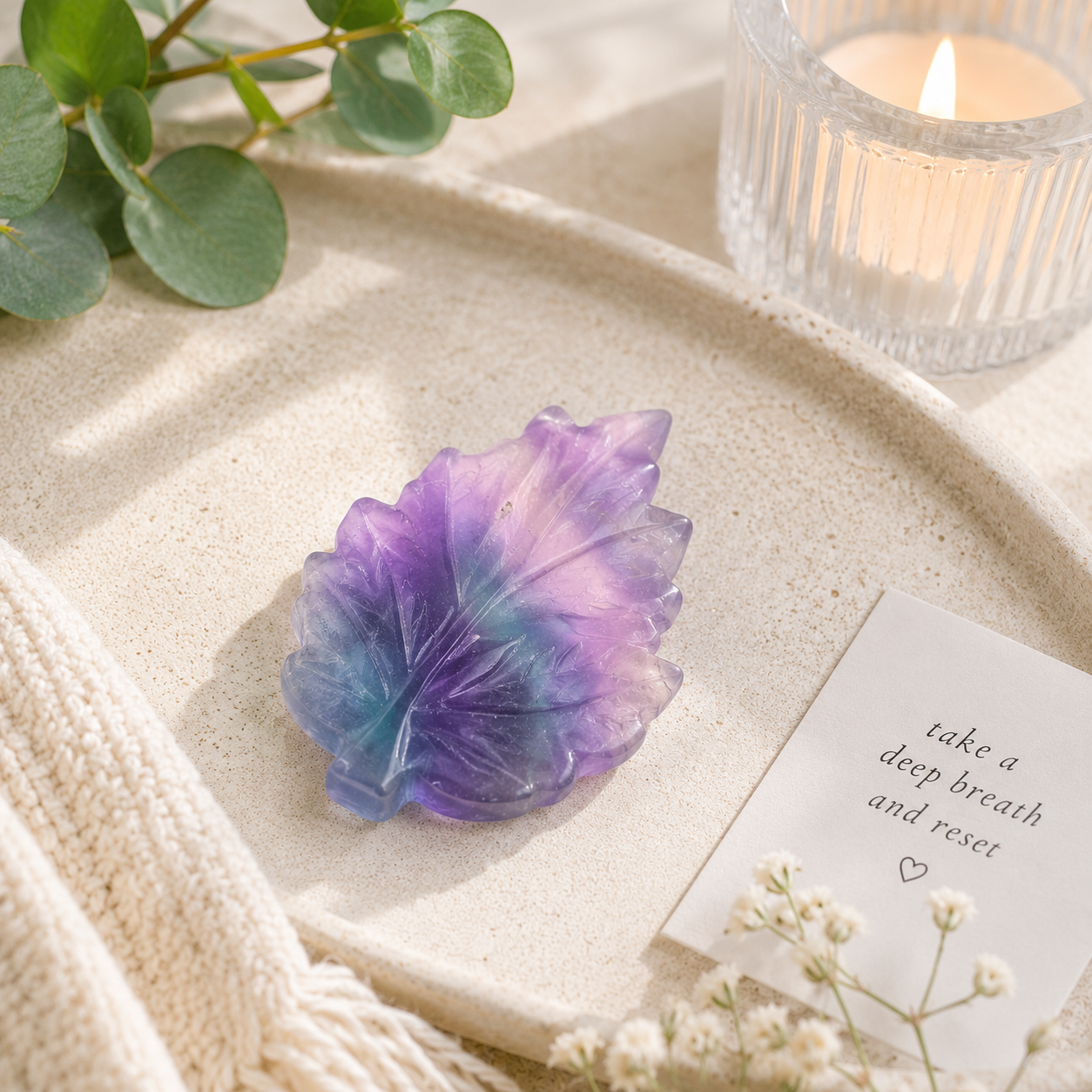 Fluorite Crystal Leaf | Clarity, Focus & Positive Energy