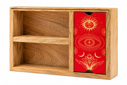 3-Section Tarot Storage & Reading Box | Ritual Organiser with Card Holder - Crystal Nest