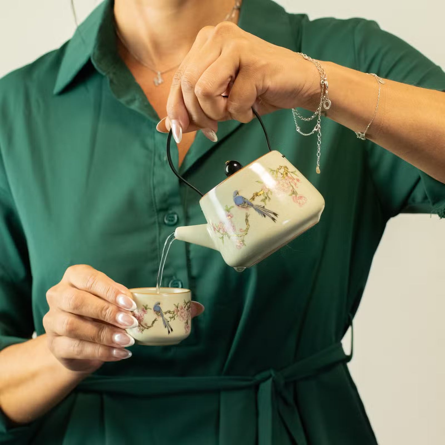 Blue Bird Tea Ceremony Gift Set | Teapot & Two Cups with Luxury Storage Case