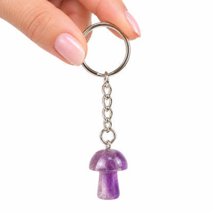 Amethyst Mushroom Crystal Keyring