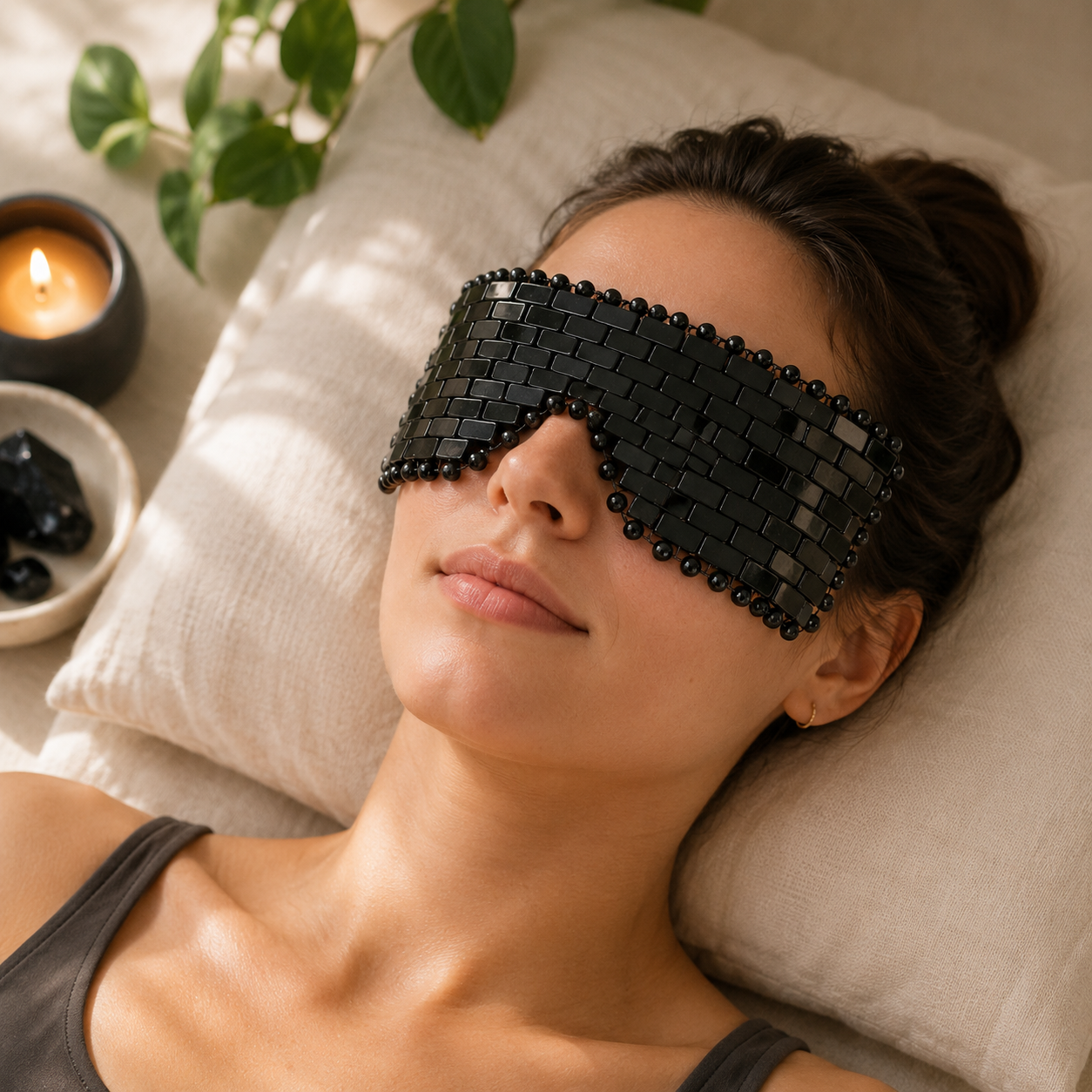 Black Obsidian Crystal Eye Mask | Grounding & Detoxifying Relaxation for Face and Eyes