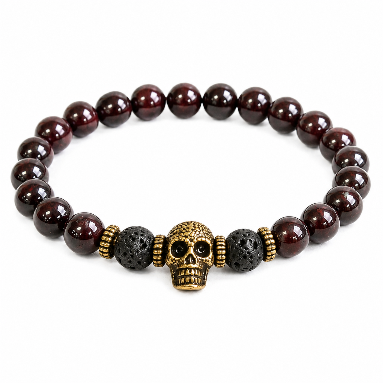 Bronze Skull & Bloodstone Bracelet | Strength & Protection