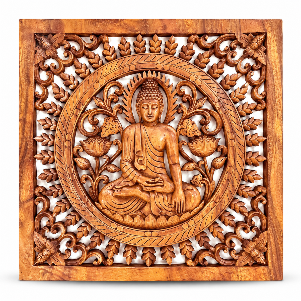 Buddha Suar Wood Wall Art | 40cm