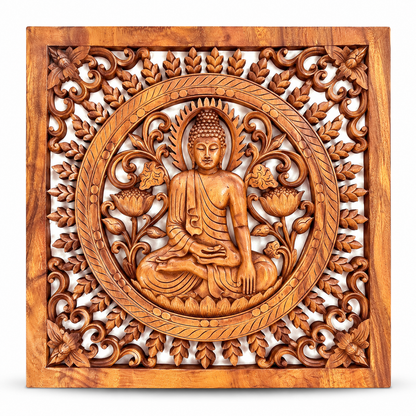 Buddha Suar Wood Wall Art | 40cm