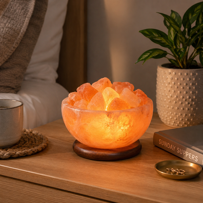 Himalayan Salt Fire Bowl Lamp with Salt Chunks