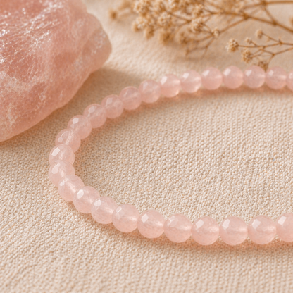 Open Your Heart | Rose Quartz Energy Bracelet (4mm) - Crystal Nest
