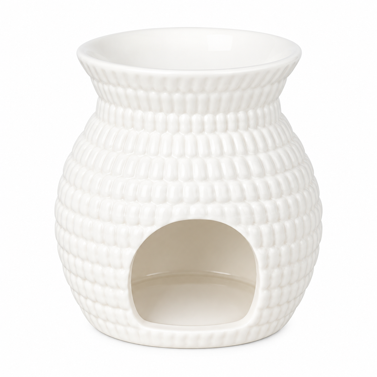 White Woven Basket Oil Burner & Wax Warmer