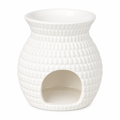 White Woven Basket Oil Burner & Wax Warmer