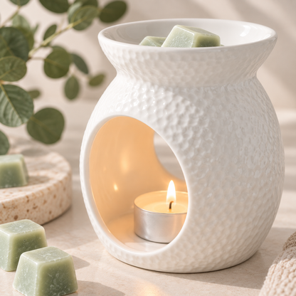 White Textured Oil Burner & Wax Warmer