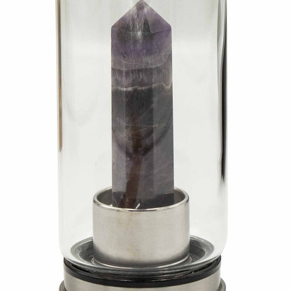 Amethyst Crystal-Infused Glass Water Bottle - Crystal Nest