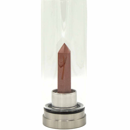 Red Jasper Crystal-Infused Glass Water Bottle - Crystal Nest