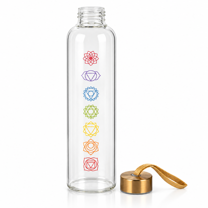 Chakra Glass Water Bottle 750ml | Reusable & Gift Boxed