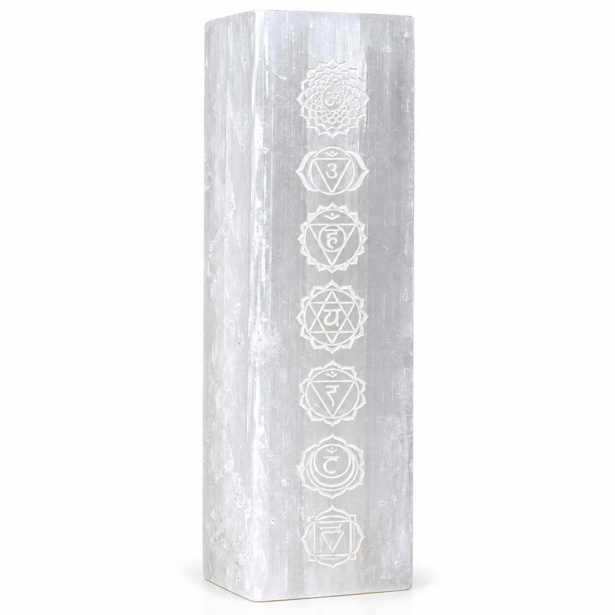 7 Chakra Selenite Lamp | 25cm - Crystal Nest