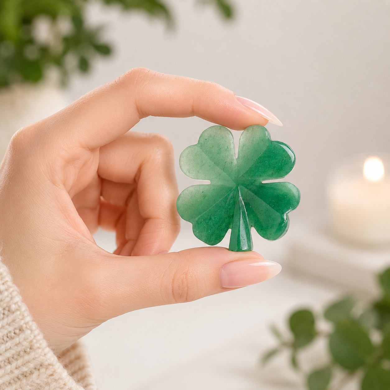 Green Aventurine Four Leaf Clover | Luck & Abundance Crystal