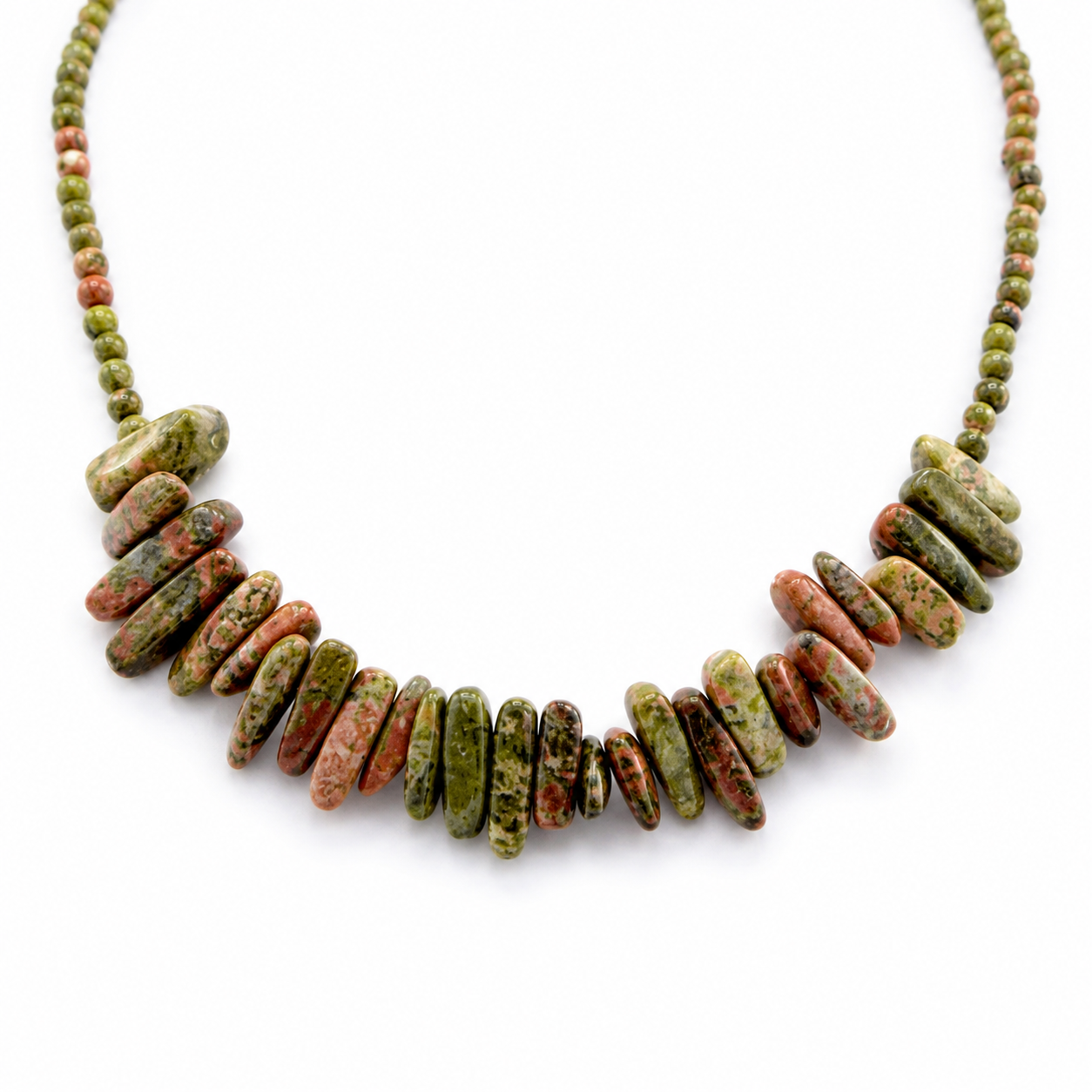 Unakite Longstone Crystal Necklace