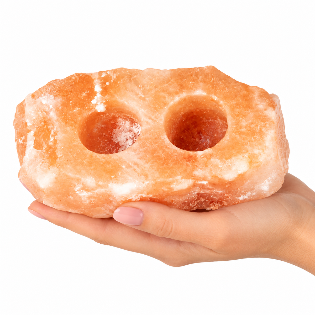 Himalayan Salt Double Tealight Holder | Natural Pink - Crystal Nest