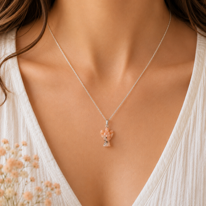 Sunstone Angel Charm Pendant | Sterling Silver