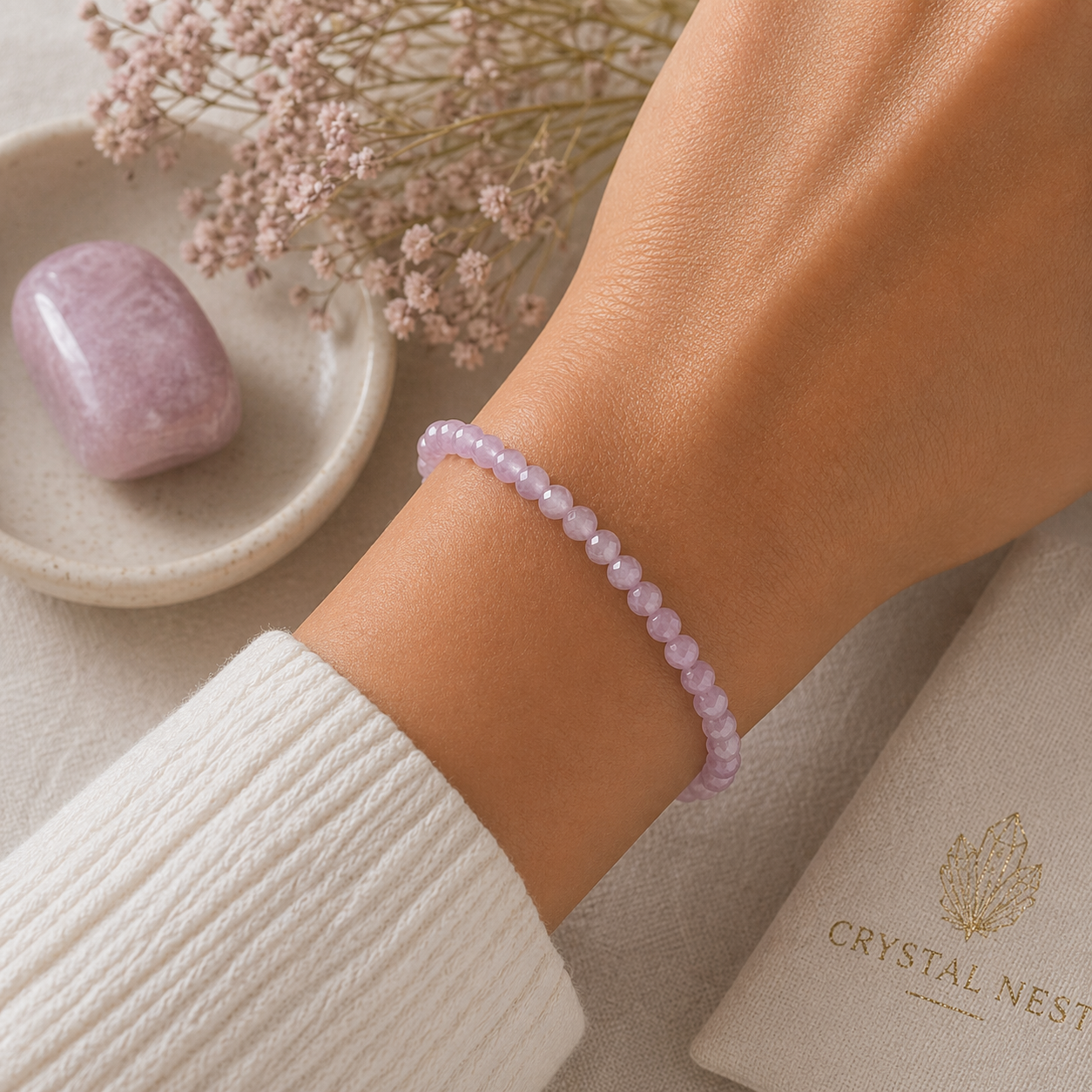 Open To Love | Kunzite Energy Bracelet (4mm) - Crystal Nest