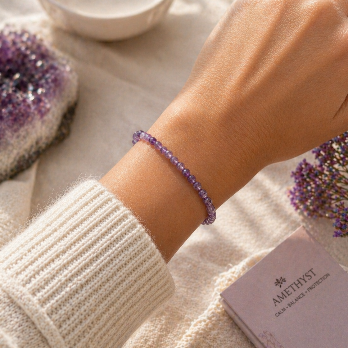 Find Your Calm | Amethyst Energy Bracelet (4mm) - Crystal Nest
