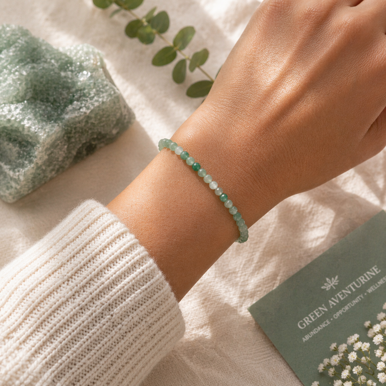 Invite Abundance | Green Aventurine Energy Bracelet (4mm) - Crystal Nest