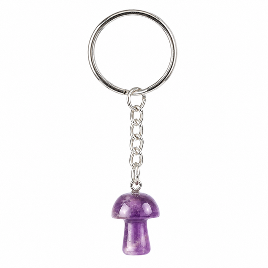 Amethyst Mushroom Crystal Keyring - Crystal Nest