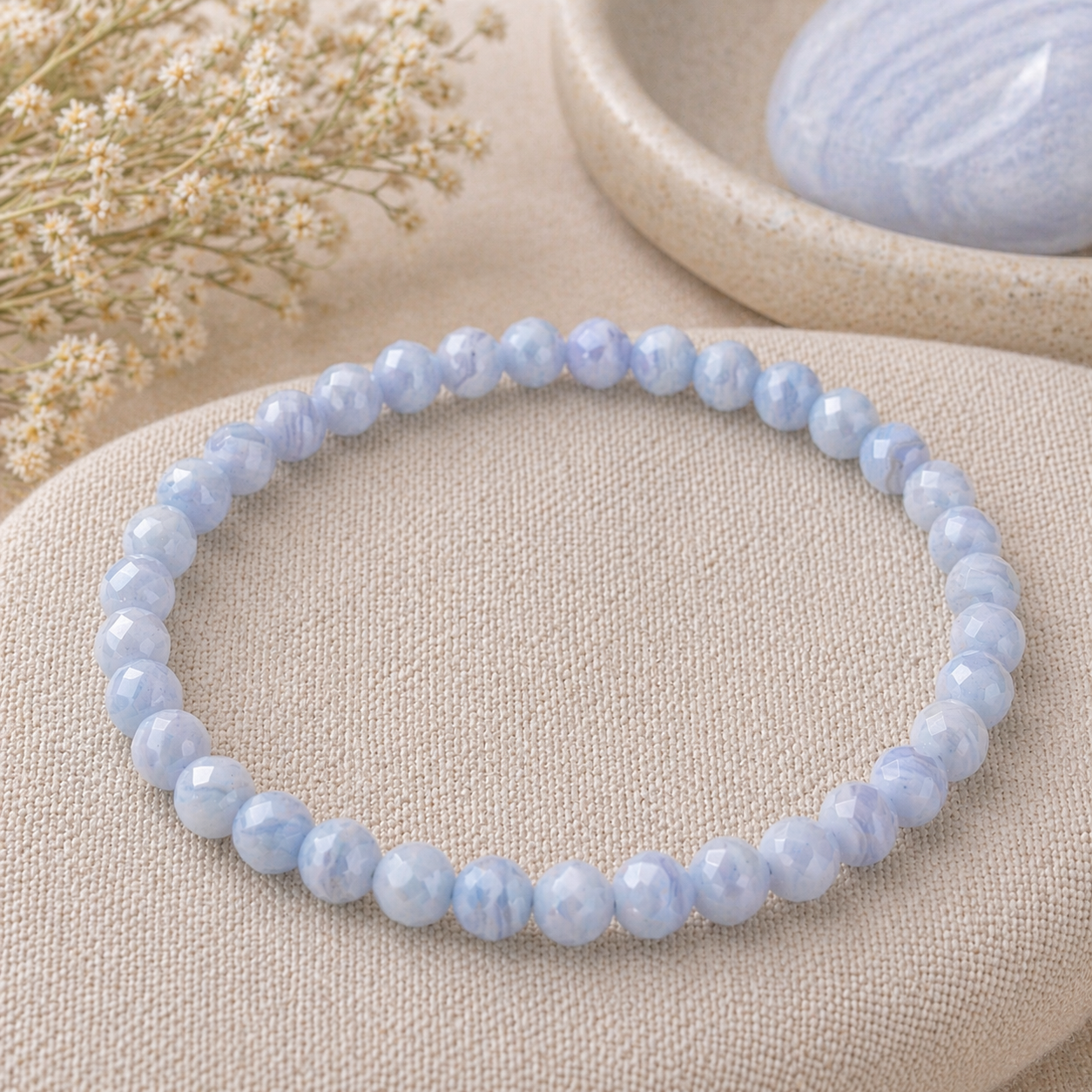 Speak With Ease | Blue Lace Agate Energy Bracelet (4mm) - Crystal Nest