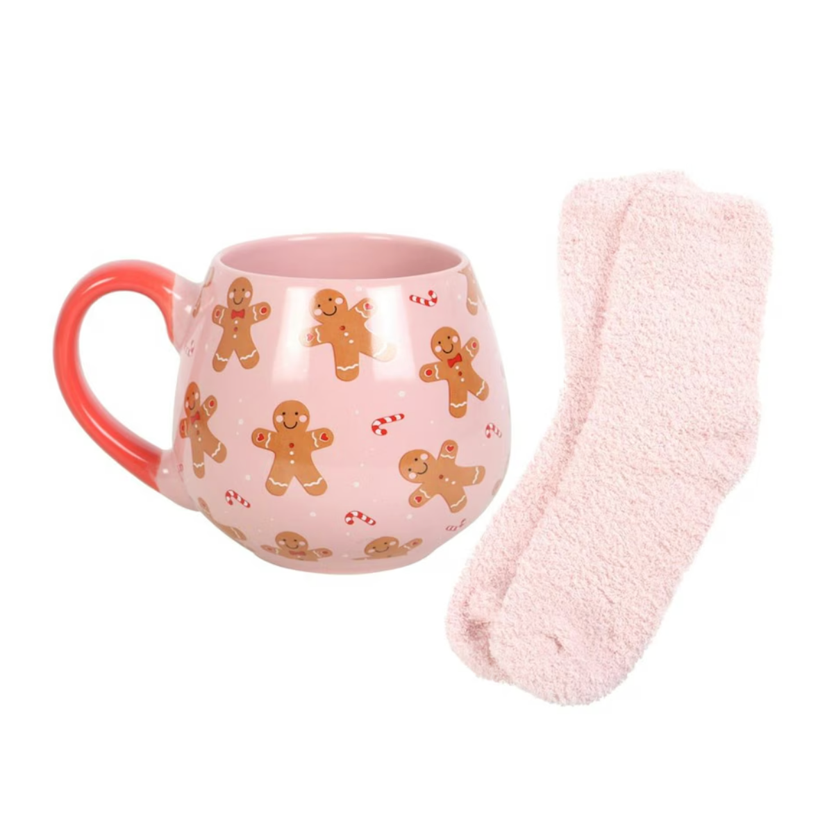 Pink Gingerbread Mug and Socks Set | Cosy Christmas Gift