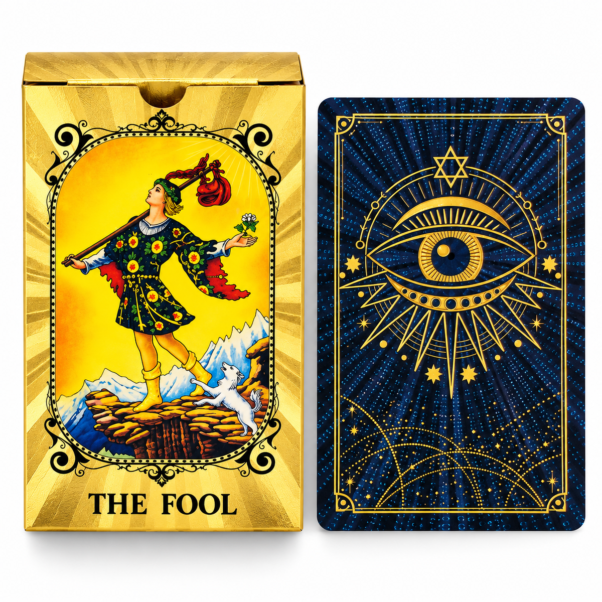 Gold Foil All Seeing Eye Tarot Card Set | Guidebook Included - Crystal Nest