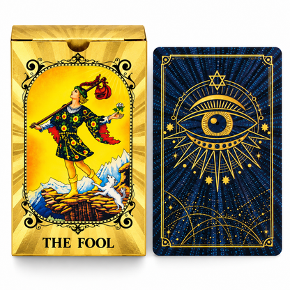 Gold Foil All Seeing Eye Tarot Card Set | Guidebook Included - Crystal Nest