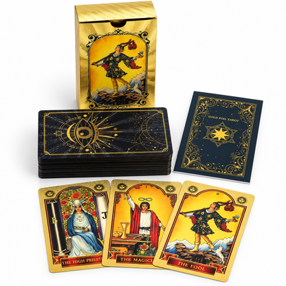 Gold Foil All Seeing Eye Tarot Card Set | Guidebook Included - Crystal Nest