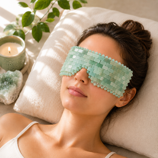 Green Aventurine Crystal Eye Mask | Cooling & Restorative Relaxation for Face and Eyes