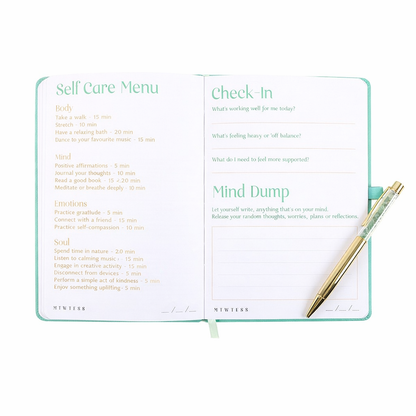 Guided Self Care & Wellness Journal with Aventurine Crystal Pen - Crystal Nest