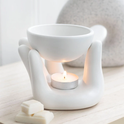 White Ceramic Hand Oil Burner